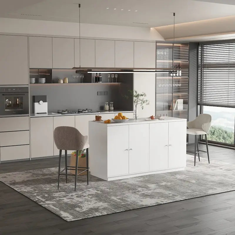 White Storage Sideboard with Six Drawers - 63 in