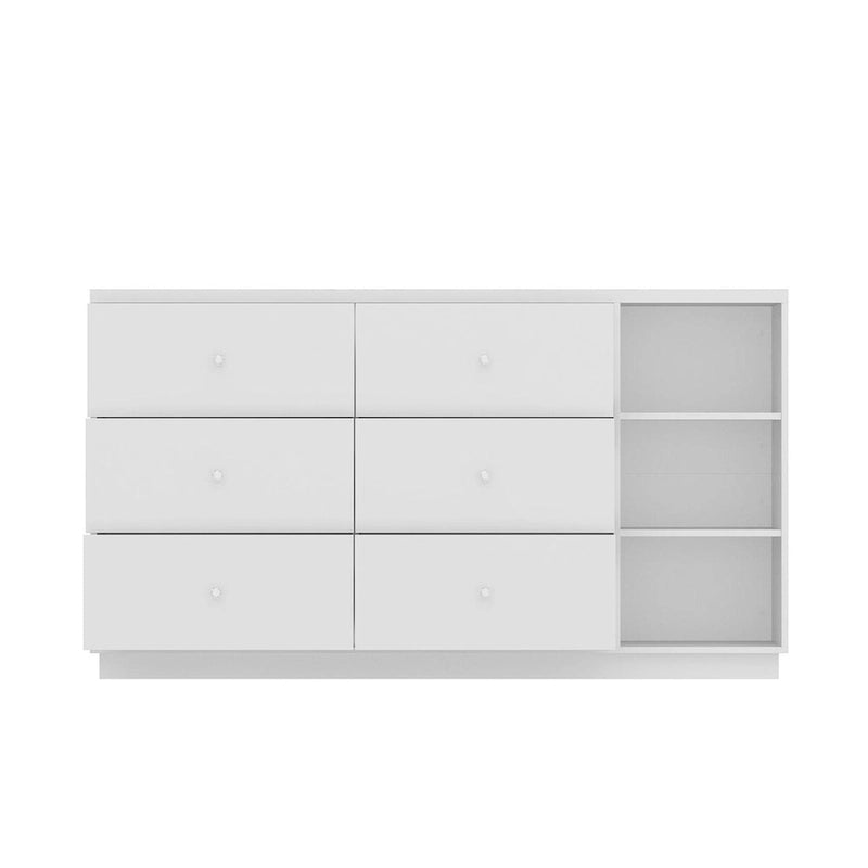 White Storage Sideboard with Six Drawers - 63 in