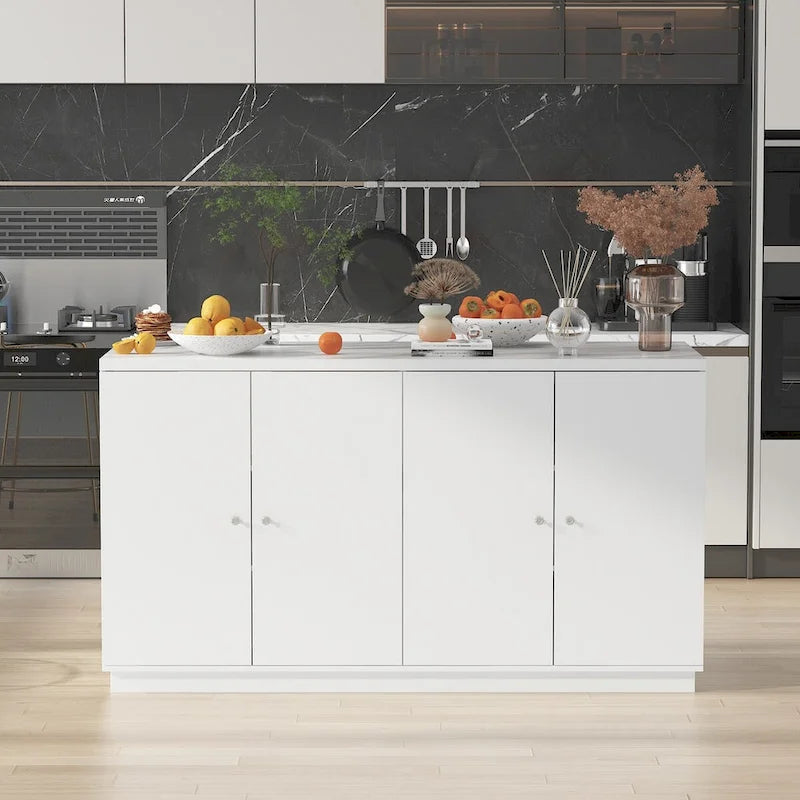 White Storage Sideboard with Six Drawers - 63 in