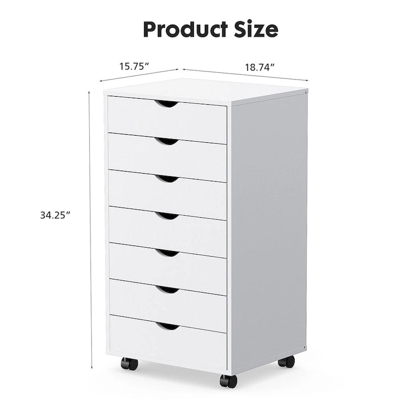 7-Drawer Chest with Wheels, Mobile Storage Cabinet
