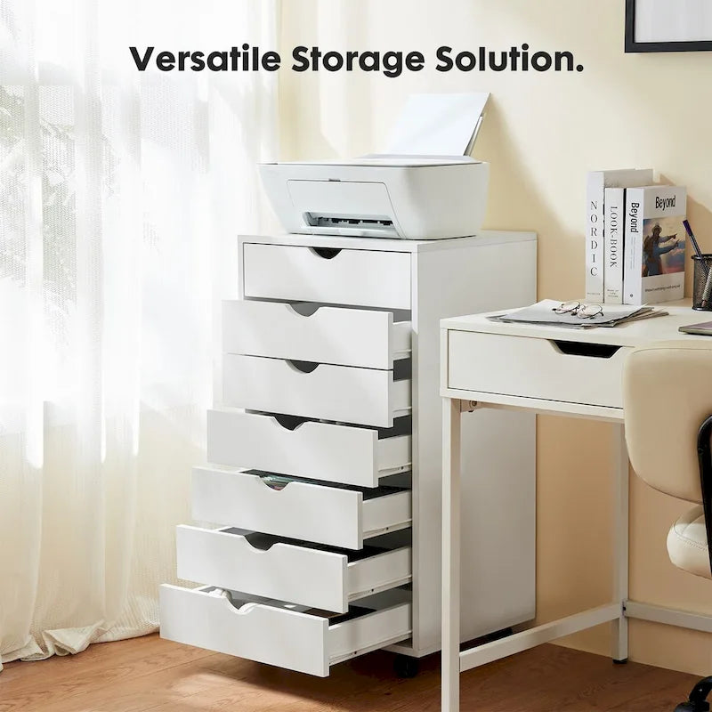 7-Drawer Chest with Wheels, Mobile Storage Cabinet