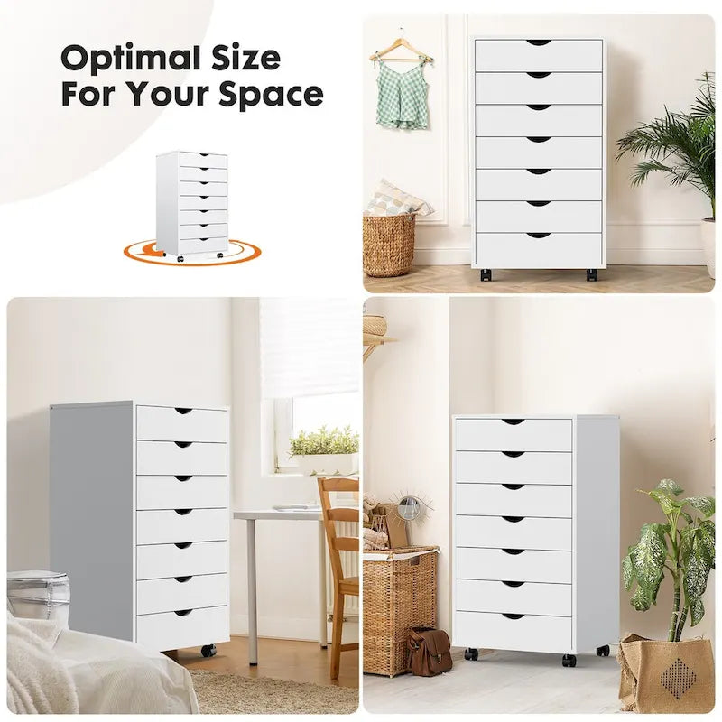 7-Drawer Chest with Wheels, Mobile Storage Cabinet