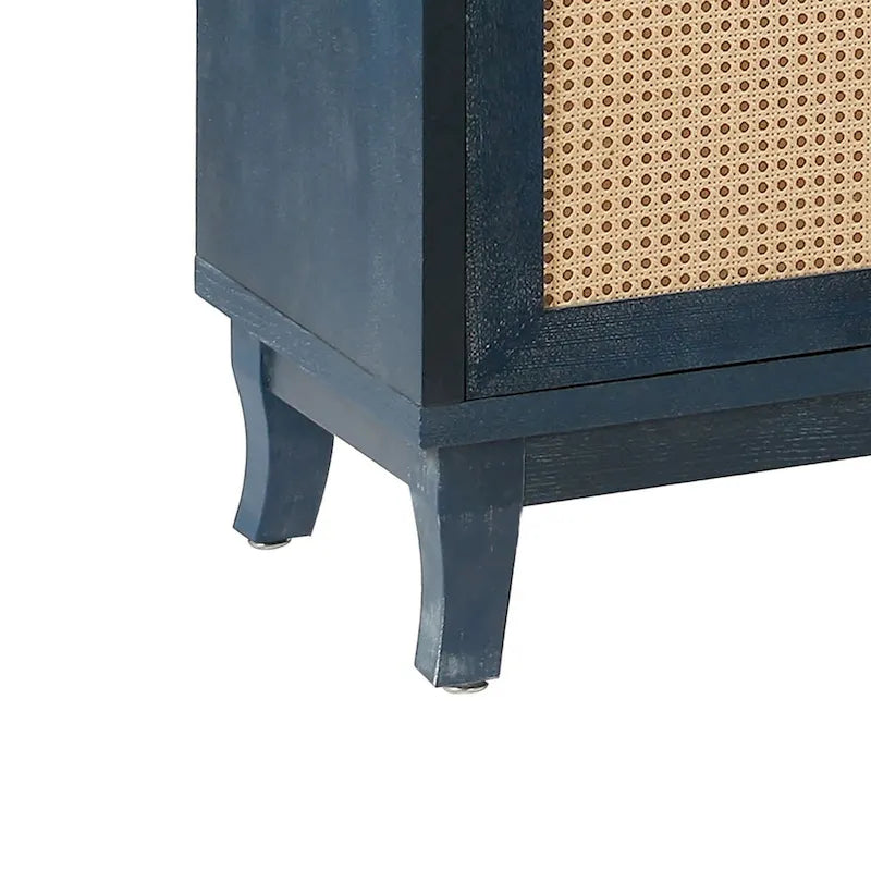 Wood and Rattan Two-Door Sideboard