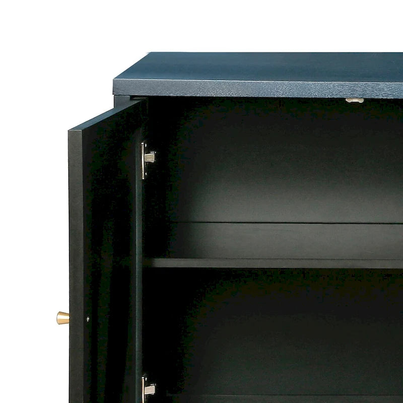 Wood and Rattan Two-Door Sideboard