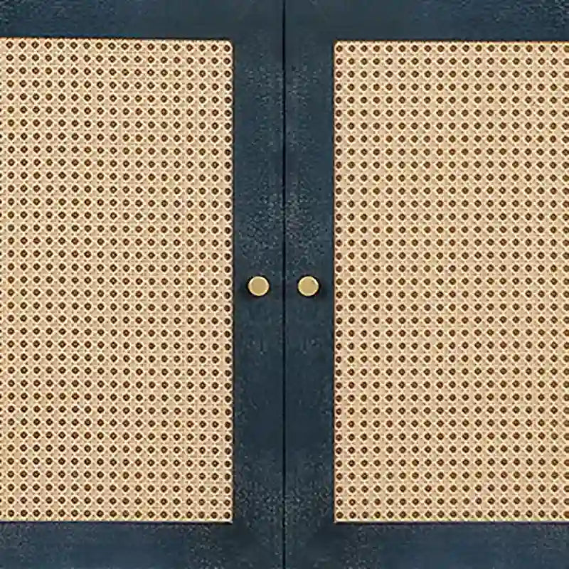 Wood and Rattan Two-Door Sideboard