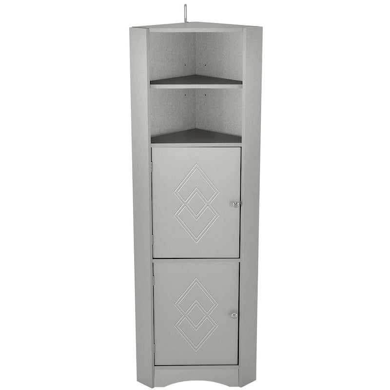 Corner Bathroom Cabinet with Doors and Adjustable Shelves
