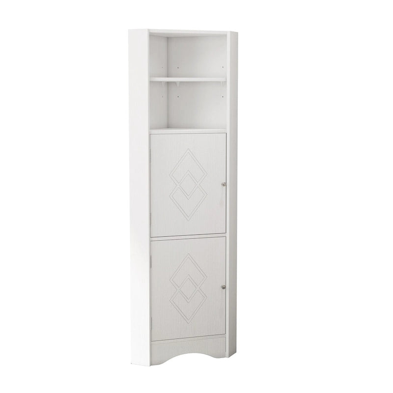 Corner Bathroom Cabinet with Doors and Adjustable Shelves
