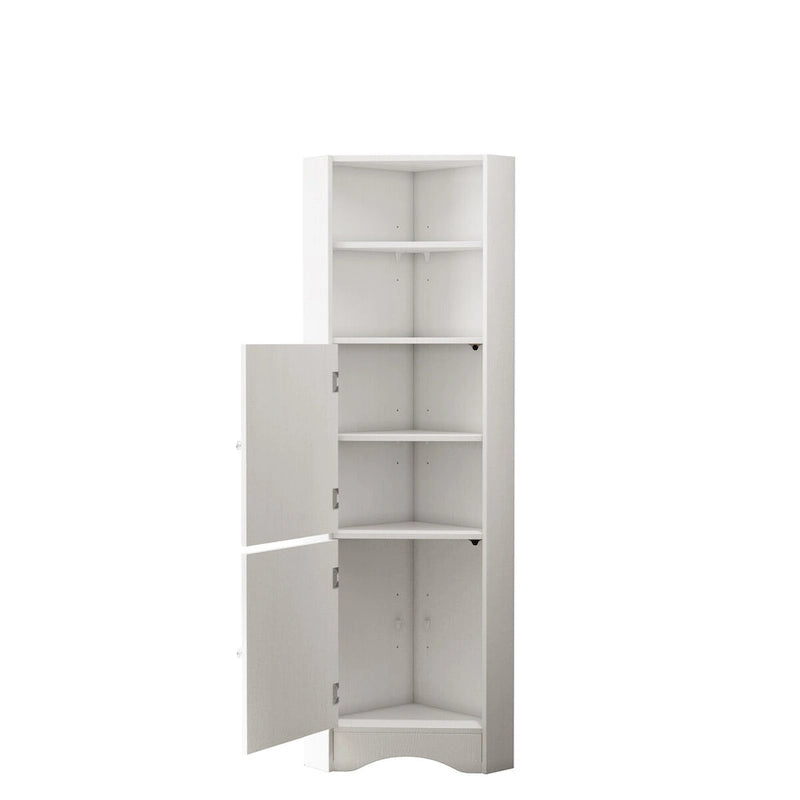 Corner Bathroom Cabinet with Doors and Adjustable Shelves