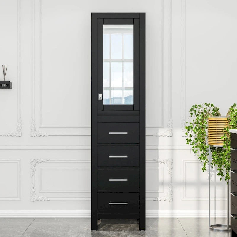 Eviva Aberdeen 18W x 20D x 72H Espresso Freestanding Linen Cabinet