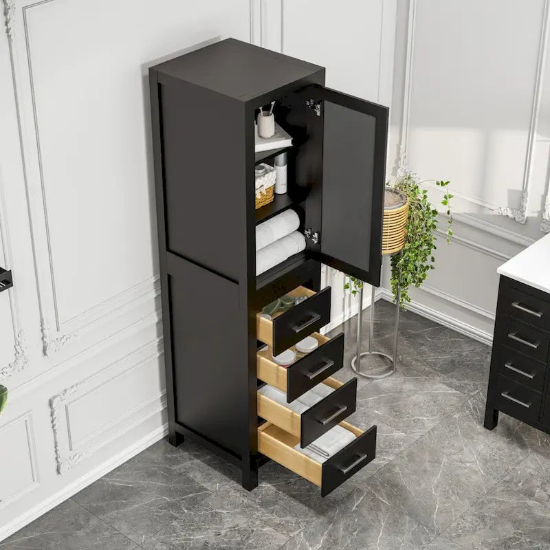 Eviva Aberdeen 18W x 20D x 72H Espresso Freestanding Linen Cabinet