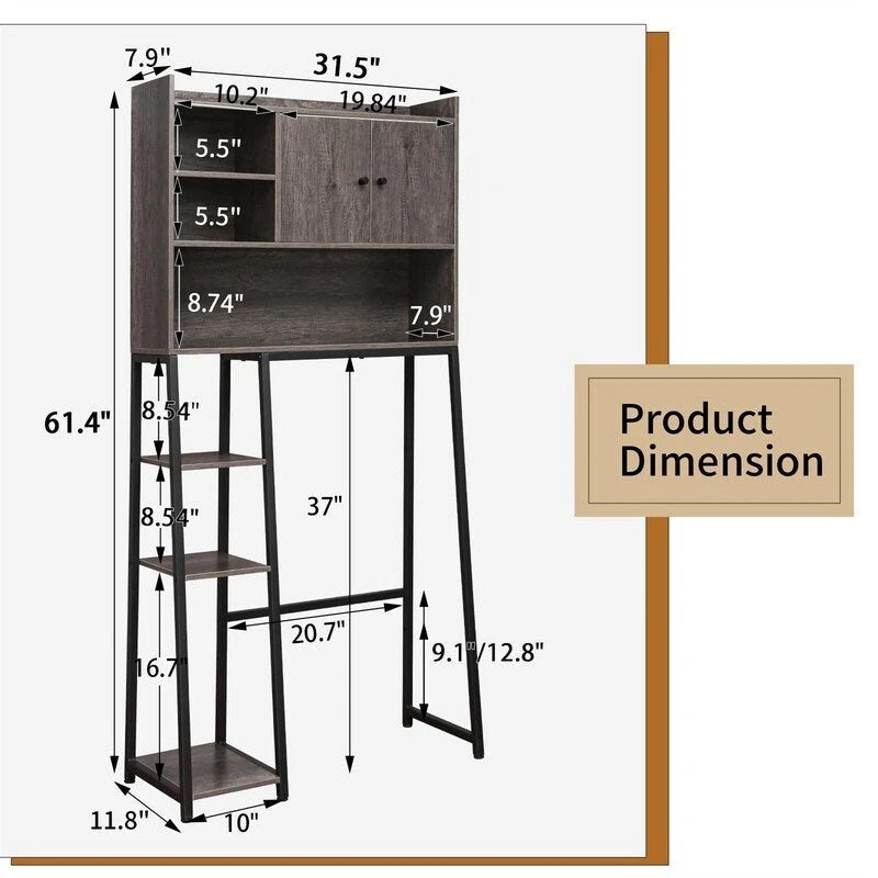 Over-the-Toilet Storage Cabinet, 11.81D x 31.5W x 61.4H
