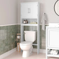 Gray Over-the-Toilet Bathroom Storage Cabinet with Shelves and Doors