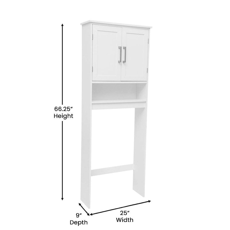 Gray Over-the-Toilet Bathroom Storage Cabinet with Shelves and Doors