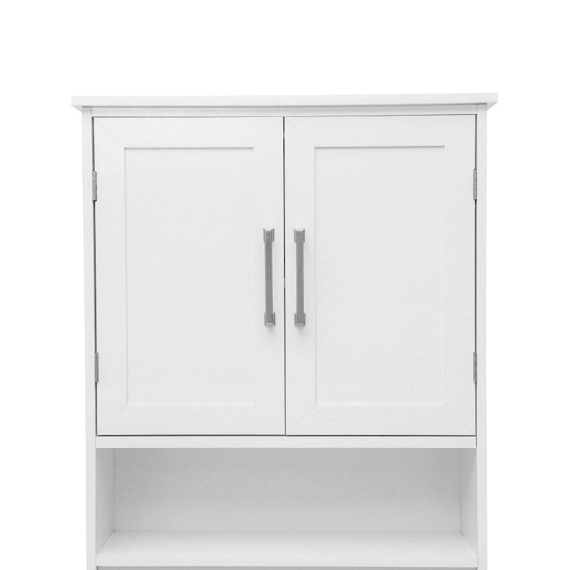 Gray Over-the-Toilet Bathroom Storage Cabinet with Shelves and Doors