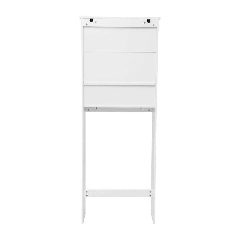 Gray Over-the-Toilet Bathroom Storage Cabinet with Shelves and Doors