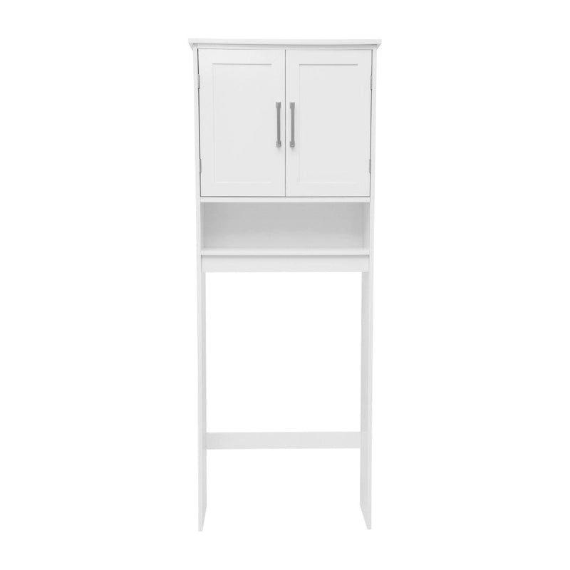 Gray Over-the-Toilet Bathroom Storage Cabinet with Shelves and Doors