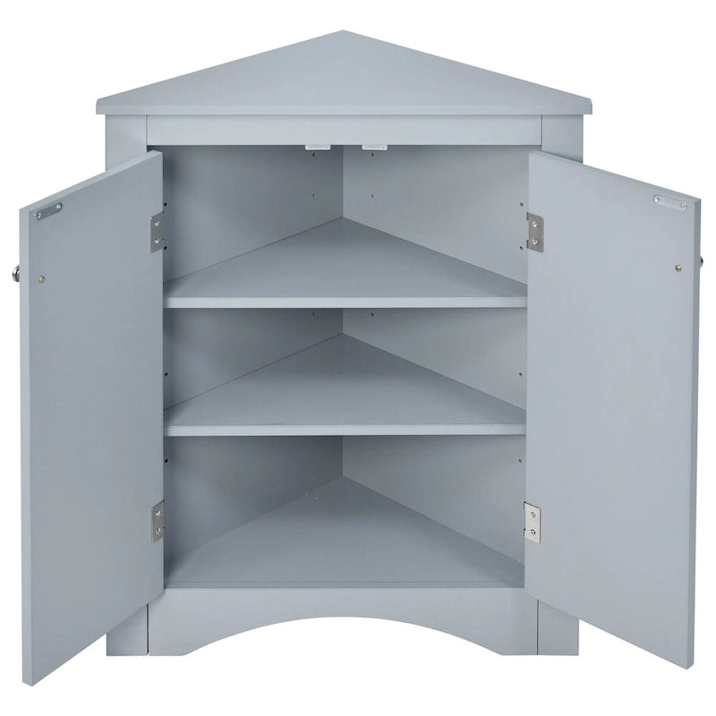Corner Bathroom Storage Cabinet with Adjustable Shelves, Freestanding Floor Cabinet
