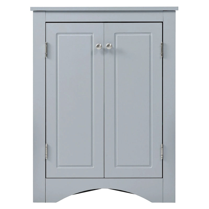 Corner Bathroom Storage Cabinet with Adjustable Shelves, Freestanding Floor Cabinet