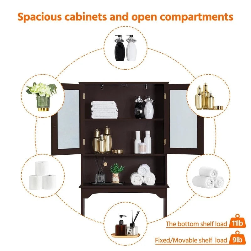 Over-the-Toilet Storage Cabinet - 9D x 25W x 66H