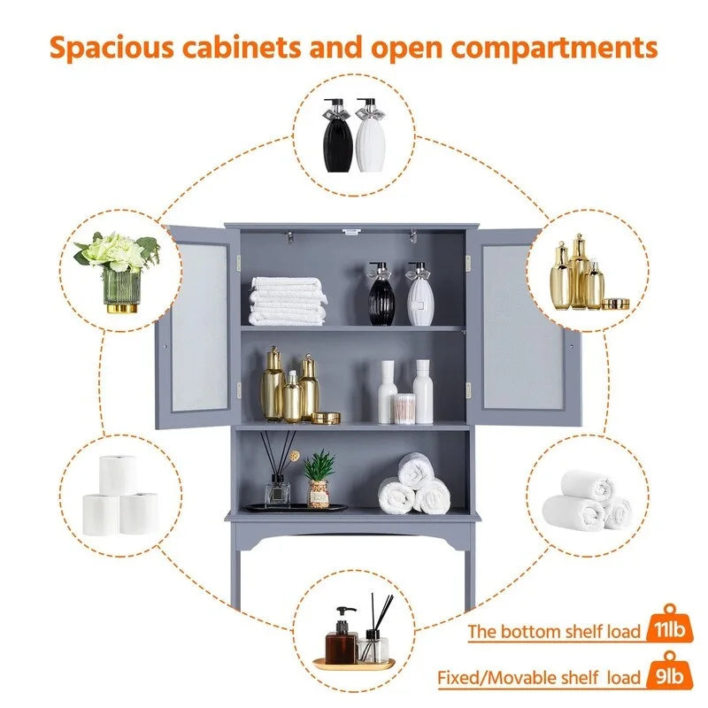 Over-the-Toilet Storage Cabinet - 9D x 25W x 66H