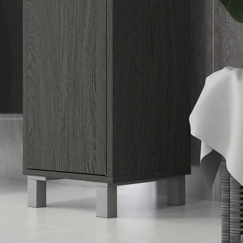 kleankin Tall Bathroom Storage Cabinet with Mirror, Wooden Freestanding Tower Cabinet with Adjustable Shelves for Bathroom