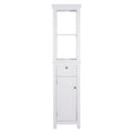 Tall Slim Bathroom Storage Cabinet with Door, Drawer and Open Shelves