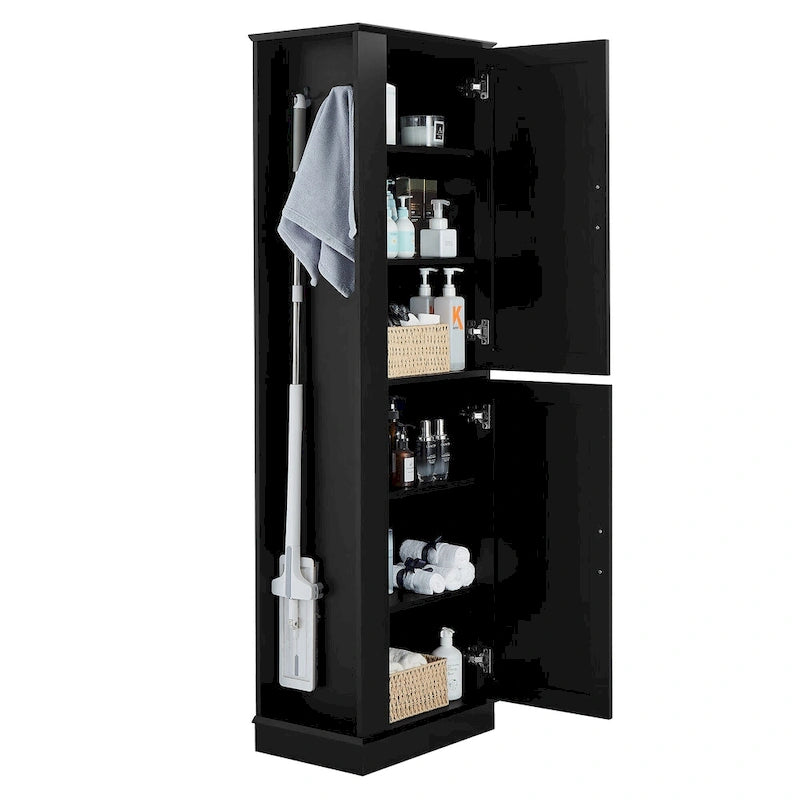 Tall Bathroom Storage Cabinet with Hook and Adjustable Shelf