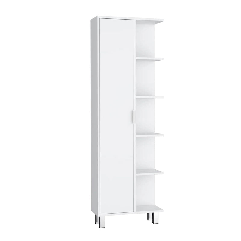 63-Inch High Bathroom Storage Cabinet with Four Open Shelves