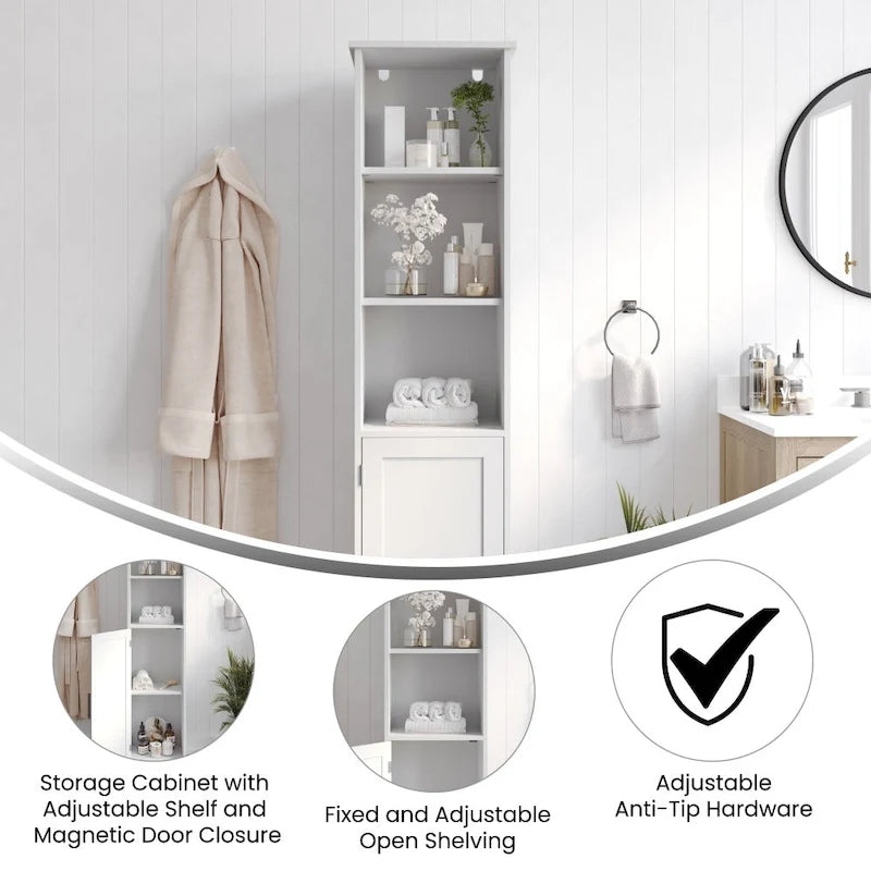 Slim Freestanding Bathroom Linen Tower
