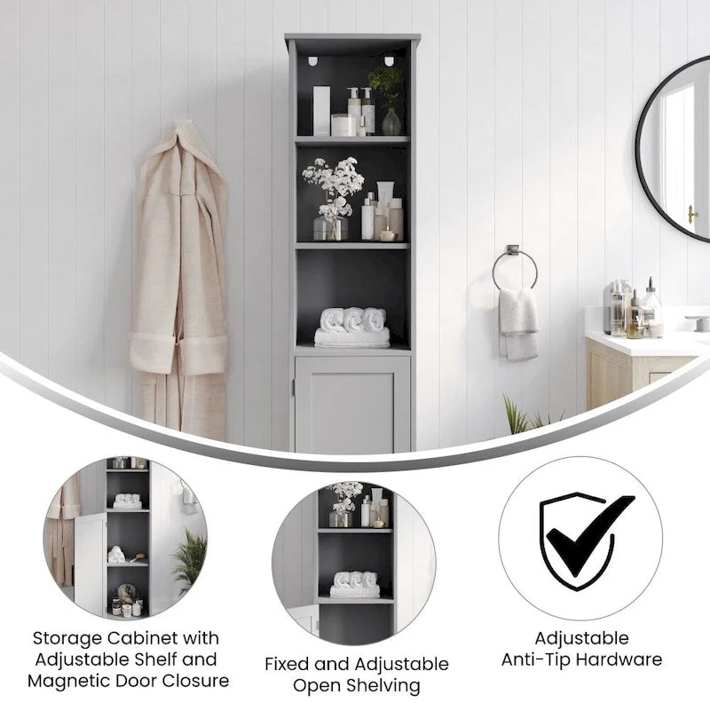 Slim Freestanding Bathroom Linen Tower