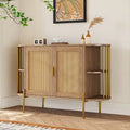 2-Door Curved Rattan Sideboard with Gold Trim