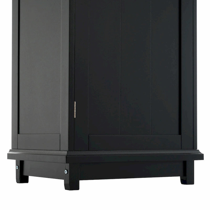 Tall Free-Standing Bathroom Storage Cabinet with Glass Doors and Two Drawers