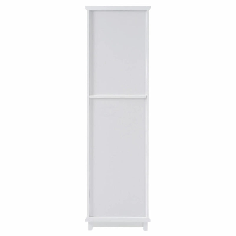 Tall Free-Standing Bathroom Storage Cabinet with Glass Doors and Two Drawers