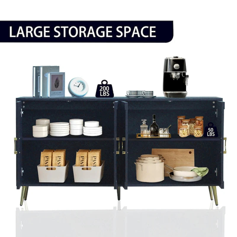 Modern Lacquered 4 Door Wooden Cabinet Sideboard Buffet Server Cabinet Storage Cabinet, for Living Room