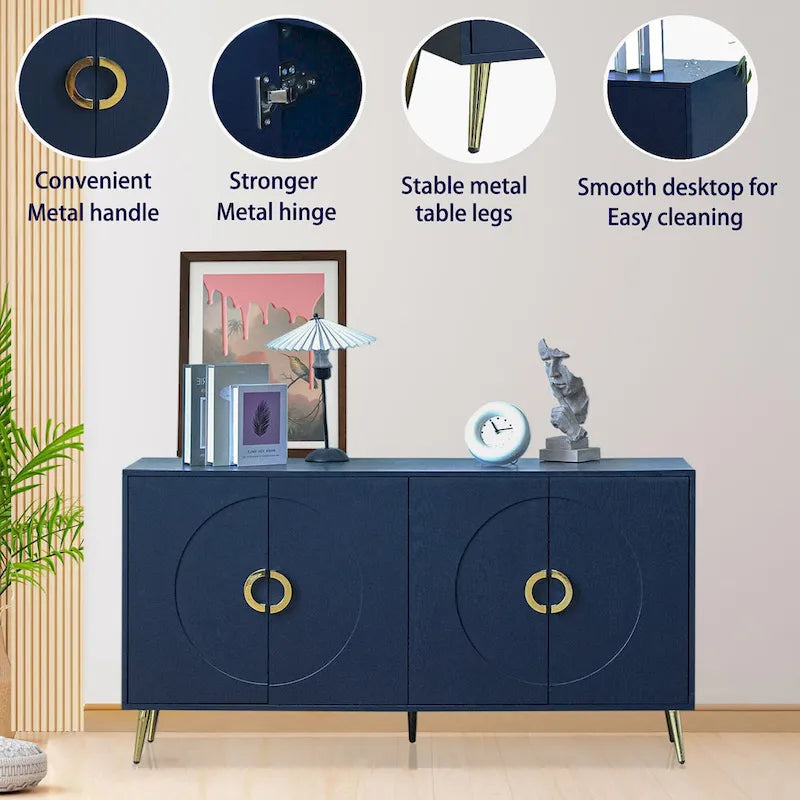 Modern Lacquered 4 Door Wooden Cabinet Sideboard Buffet Server Cabinet Storage Cabinet, for Living Room